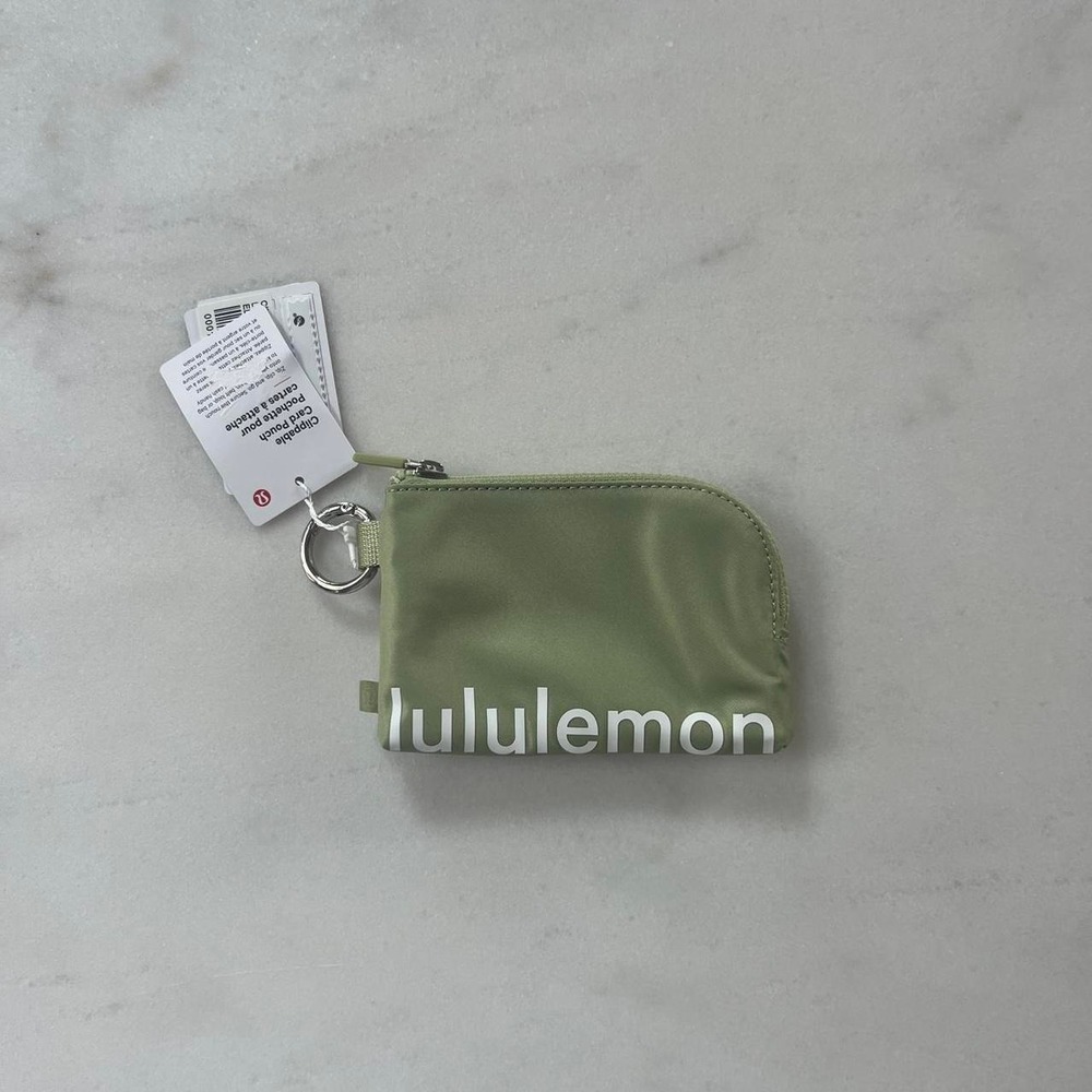Lululemon Clippable Card Pouch Desert Green White LW9GBOS O/S NWT